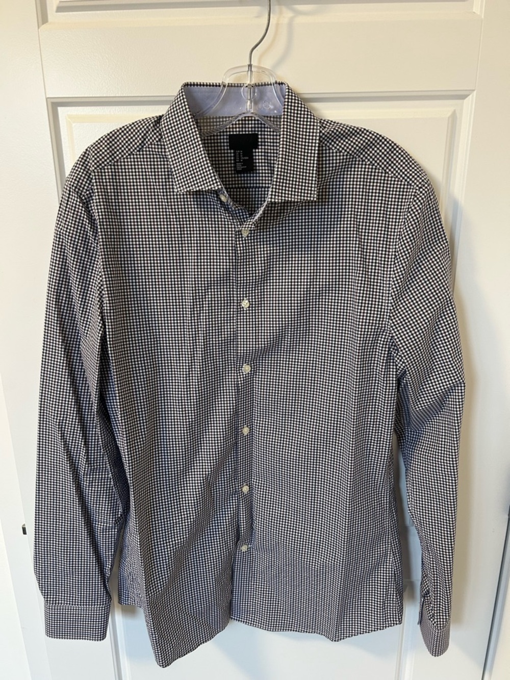 H&M Men's Black and White Mini Gingham Dress Shirt